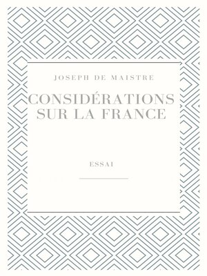 cover image of Considérations sur la France